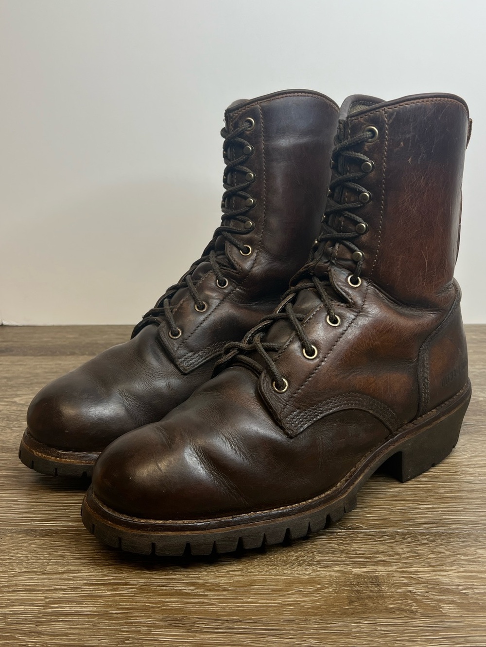 Ultra-Tough Vibram Logger Work Boots Brown Leather Size 10.5D